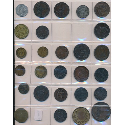 221 - Collection of tokens etc (50), in mixed condition with silver Birmingham 1811 one shilling token 