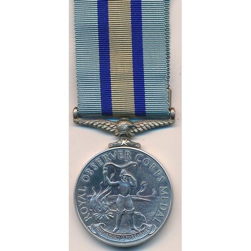 34 - Queen Elizabeth II (QEII) Royal Observer Corps medal awarded to Joseph Charles Newsome (1919-2002), ... 