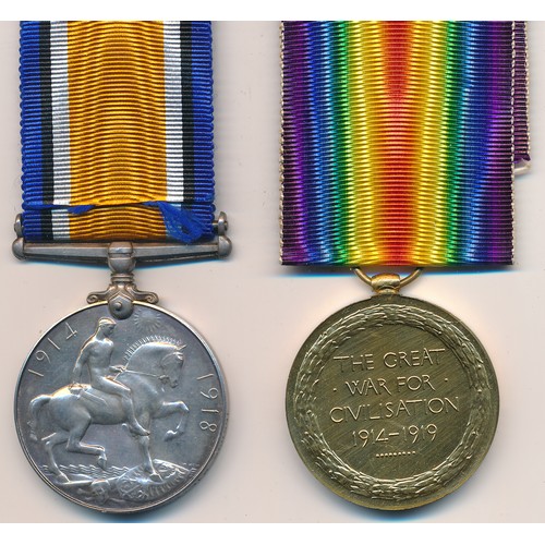 27 - First World War – William H Hone – First World War British War Medal & Victory Medal pair awarded to... 