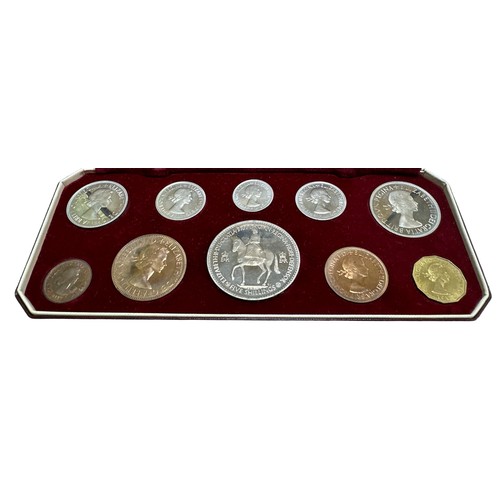 251 - 1953 Elizabeth II crown to farthing 10 coin boxed proof set.