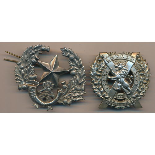 170A - Pair of Scottish Cap Badges with London Scottish & Cameronians Cap Badge. (2)