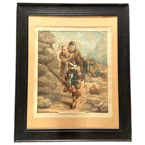 102 - Boer War, framed print entitled ‘The Wounded Comrade: An incident in the Battle of Dargai’, framed V... 