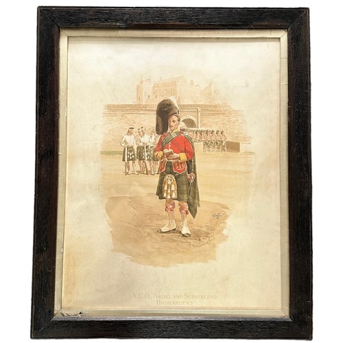 137A - N.C.O., Argyll and Sutherland Highlanders framed colour print. Framed and glazed, frame measures 60c... 