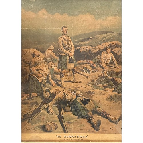 106 - Boer War, framed print entitled “No Surrender’ from the original painting by Frank Feller, framed Vi... 