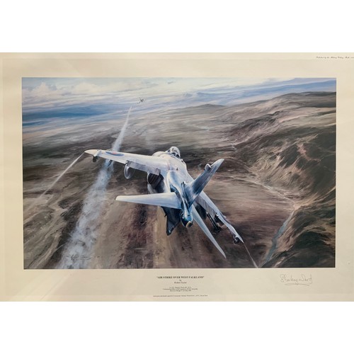 136A - Robert Taylor (British, b.1946) ‘Air Strike Over West Falklands’ limited edition print signed by Sha... 