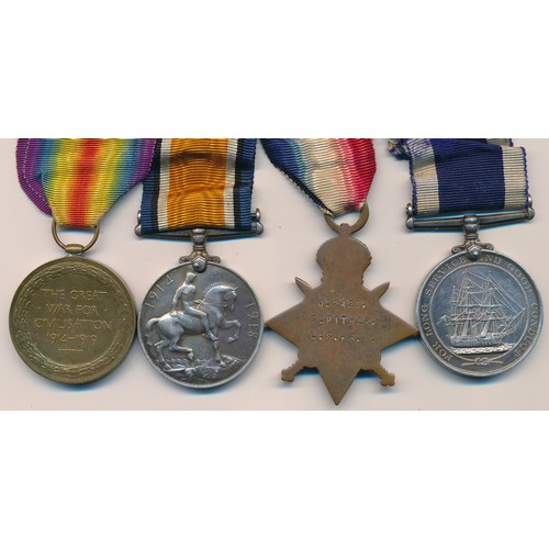 6 - First World War – G. Pither – First World War Medal group awarded to G. Pither to include; 1914-15 S... 