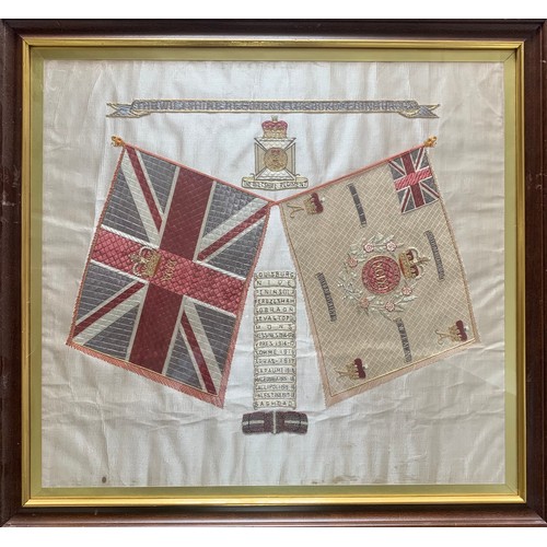 111 - Early 20th Century, Military Insignia Silk for The Wiltshire Regiment, framed and glazed. ‘The Wilts... 