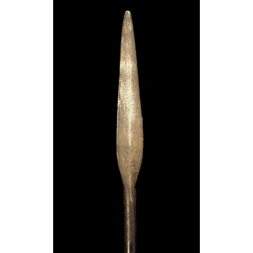 191A - Zulu Assegai throwing spear, slender leaf shaped blade, wooden shaft, fibre binding (some damage), c... 