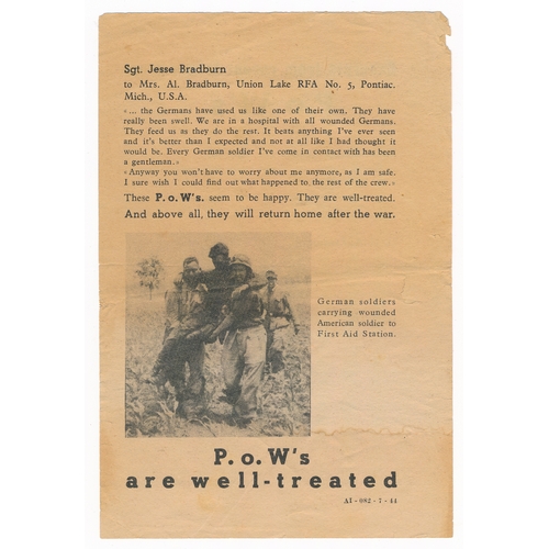 183A - ‘Excerpts from recent letters from P.o.W’s.’ Second World War German airborne Propaganda leaflet. Do... 