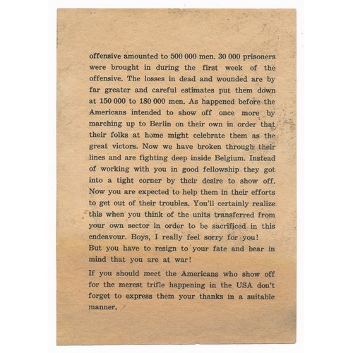 181A - ‘Winston Churchill told us the truth!’ small German airborne Propaganda leaflet. Double sided leafle... 