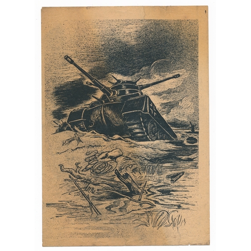 186 - 'Look at it properly!' Second World War German airborne Propaganda leaflet, Battle of the Bulge Tank... 