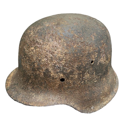 118A - Second World War Third Reich Waffen SS Helmet in relic condition, SS Decal very faint . Perforations... 