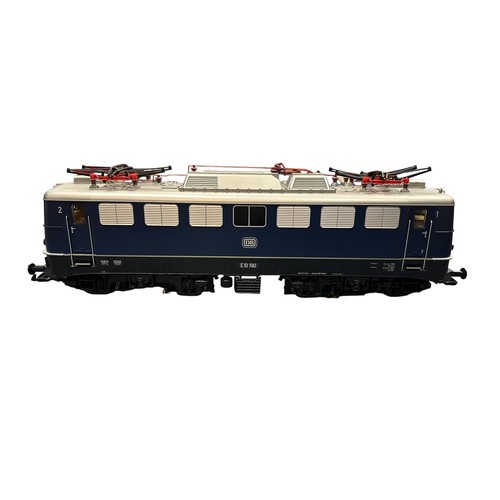 334 - LGB G gauge DB blue E10 190 Ep.III electric locomotive, excellent in excellent hinged wooden travel ... 