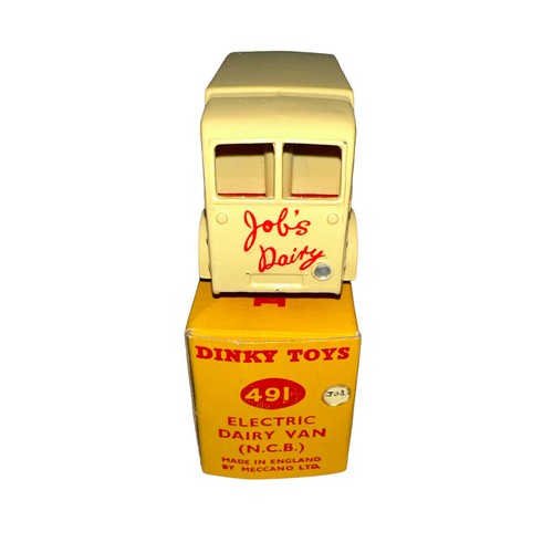 90 - Dinky Electric Dairy Van (N.C.B.) Job's Dairy No. 491, gnerally excellent in excellent yellow Dinky ... 