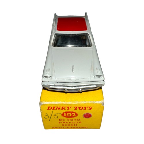 91 - Dinky De Soto Fireflite Sedan No. 192, generally excellent in excellent yellow Dinky Toys box (corre... 