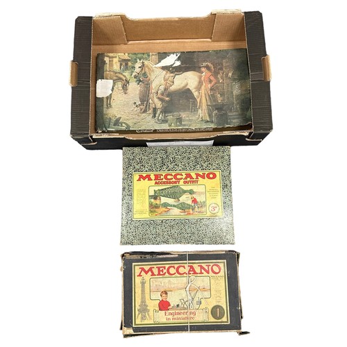 187 - Meccano. Pre war onwards sets, generally good plus to good in good or better boxes, with set No. 1 a... 