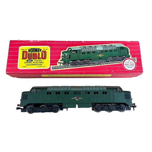 299 - Hornby Dublo. 2-rail BR green Co-Co locomotive No. 2232, generally excellent in good plus box. Conte... 