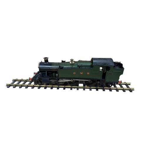 312 - Gauge 1/G gauge live steam GWR green 5105 2-6-2T locomotive, generally excellent, 2 cylinder spirit ... 