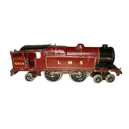 346 - Hornby O Gauge clockwork with key LMS maroon 6954 2C 4-4-2T locomotive, generally good plus to good.... 