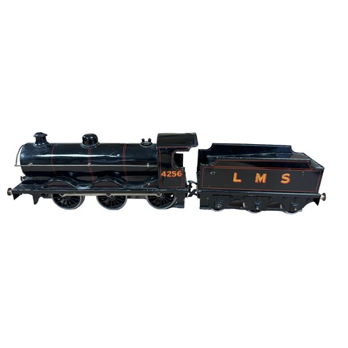 317 - Bassett Lowke O gauge LMS black 4256 0-6-0 electric locomotive and LMS tender, generally excellent t... 