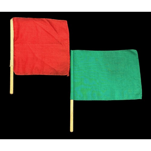 260 - Pair of British Railways red and green flags, generally excellent to good plus. Contents unchecked f... 