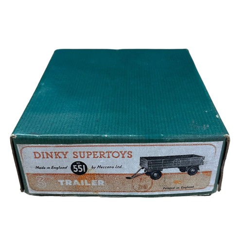 110 - Dinky Trade Pack of three Trailer No. 551, generally good plus to good (some axle corrosion and tyre... 