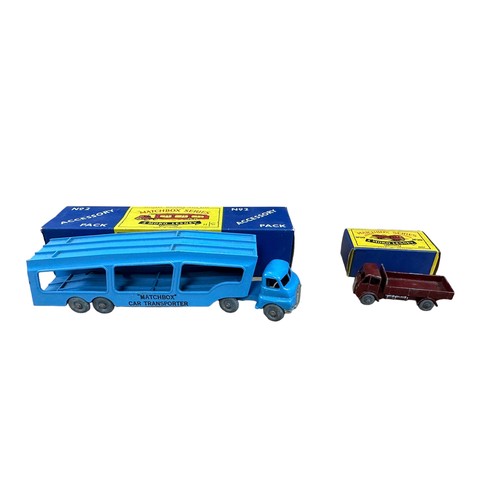 135 - Matchbox Accessory Pack Car Transporter No. 2 and ERF Stake Truck No. 20, generally excellent to goo... 