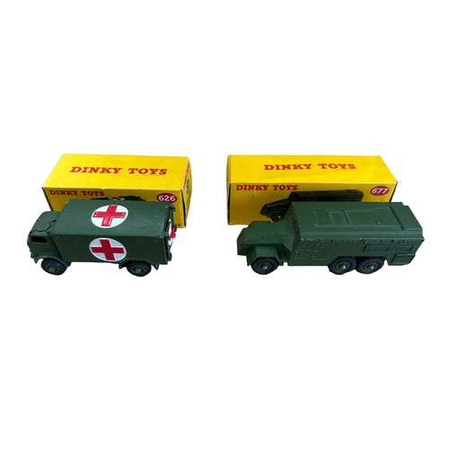 122 - Dinky military pair, generally excellent in excellent to good plus yellow pictorial boxes, with Armo... 