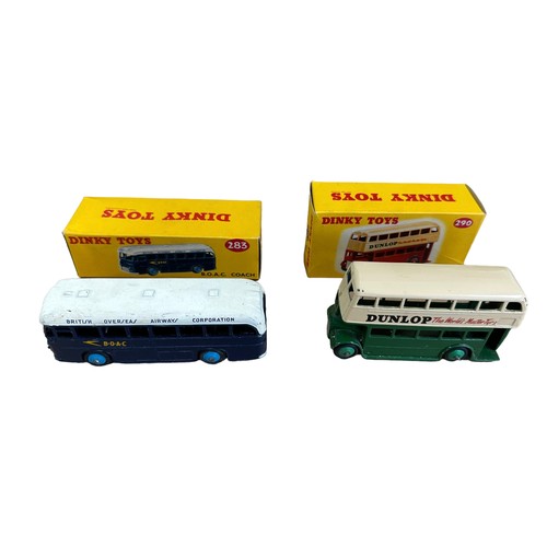 123 - Dinky Double Deck Bus Dunlop The World's Master Tyres No. 290 and B.O.A.C Coach No. 283, generally e... 