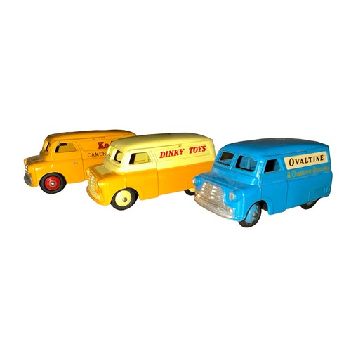 77 - Dinky unboxed Bedford CA Vans, generally excellent to good plus, with Ovaltine No. 481, Kodak No. 48... 