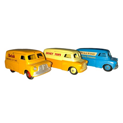 77 - Dinky unboxed Bedford CA Vans, generally excellent to good plus, with Ovaltine No. 481, Kodak No. 48... 