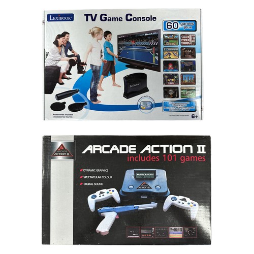 237 - Pair of consoles with in-built games, generally excellent in excellent to good plus boxes, with 8 bi... 