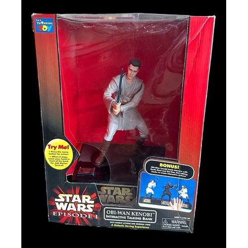 233 - Star Wars Episode 1 Jedi Knight Obi-Wan Kenobi interactive talking bank No. 13708 and Hasbro Queen A... 