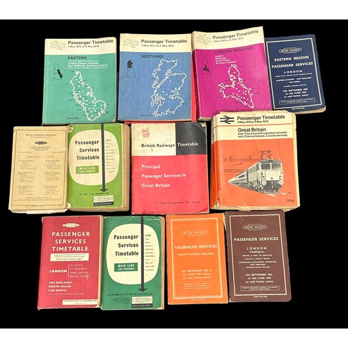 266 - 1960s onwards British Railways Passenger Services timetables, generally good plus to good. Qty 13