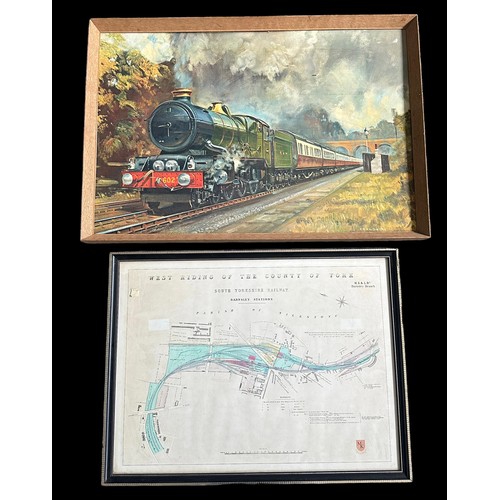 267 - Gerald Coulson framed print unidentified G & W locomotive pulling coaches, approx. frame size: W80cm... 