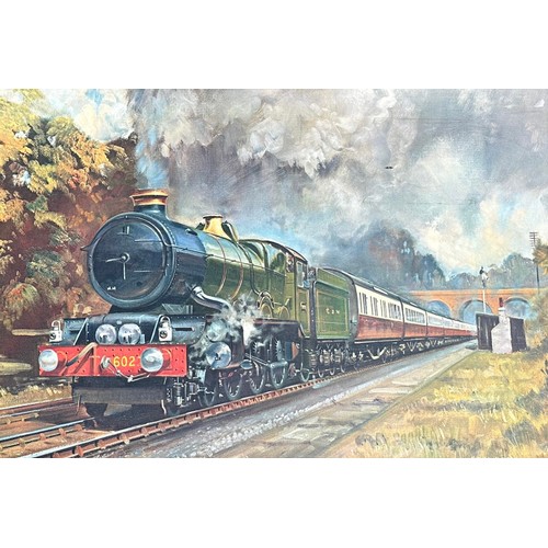 267 - Gerald Coulson framed print unidentified G & W locomotive pulling coaches, approx. frame size: W80cm... 