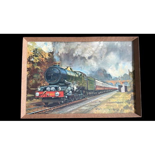 267 - Gerald Coulson framed print unidentified G & W locomotive pulling coaches, approx. frame size: W80cm... 