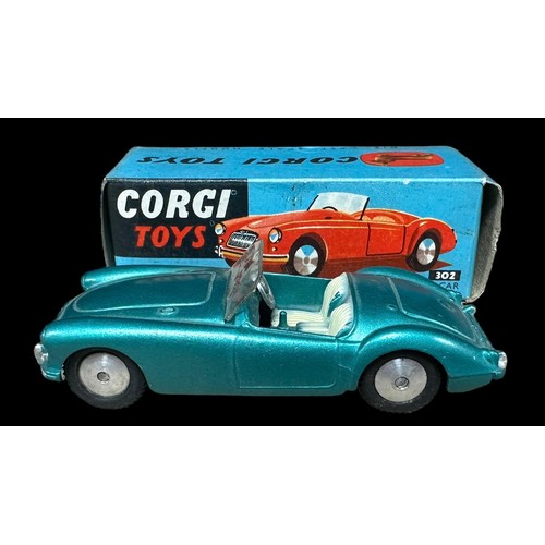 36 - Corgi MGA Sports Car No. 302, generally excellent in excellent Corgi Toys blue box, with metallic tu... 