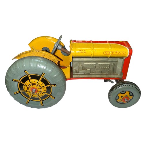 243A - Mettoy red & yellow tinplate tractor.