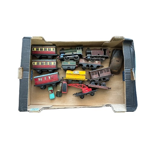 341 - Hornby. Unboxed O gauge collection, generally good to fair (corrosion), with clockwork (untested and... 