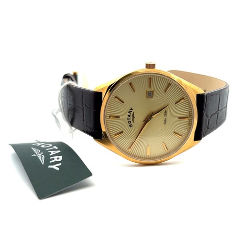 121 - An unused Rotary Ultra Slim watch, GS08013/03 (16550). Gold PVD stainless steel case with profile of... 