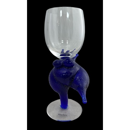 311 - Kjell Engman (Swedish, b. 1946) – Blue Flying Woman Wine Glass, Kjell Engman for Kosta Boda wine gla... 