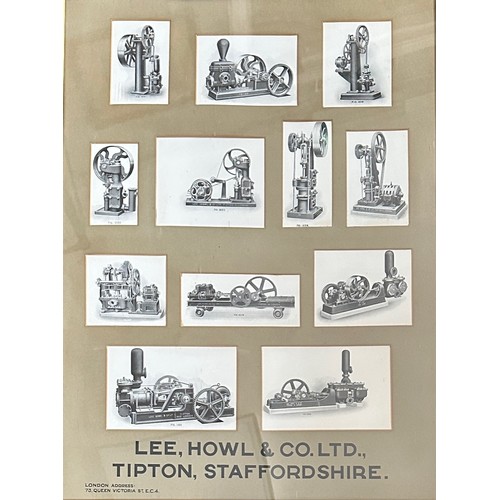 349 - Lee, Howl & Co. pump manufacturer (1880-1981) frame of b/w illustrations of pumps, excellent in wood... 