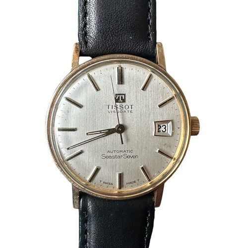 123 - A Tissot Visodate Seastar Seven automatic 14ct gold watch, gold coloured batons to dial with date ap... 