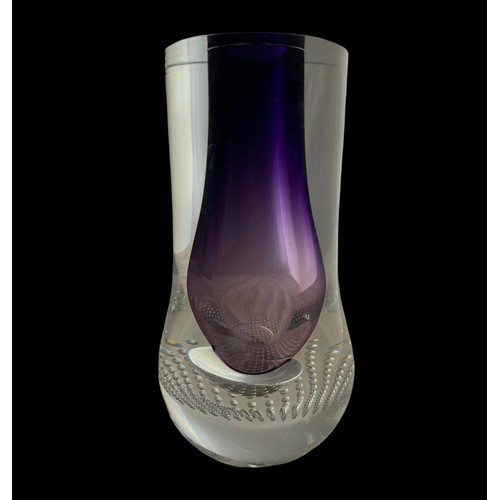 310 - Svaja – Large purple interior vase with air bubbles, Svaja signature to base with Svaja glass sticke... 