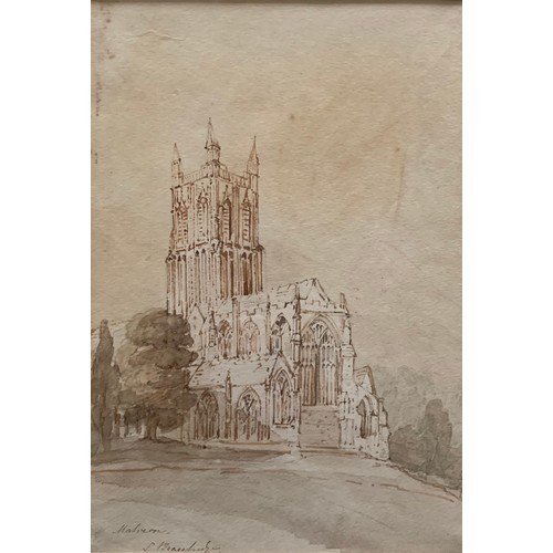 401 - Selina Bracebridge (British, 1800-1874) – Malvern Church, 19th Century watercolour on paper study of... 