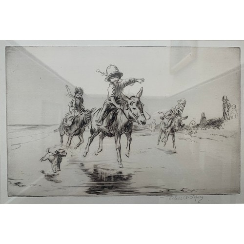 385 - Eileen Alice Soper (British, 1905-1990) – ‘The Donkey Race’ original dry point etching on paper, sig... 