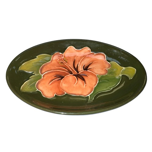 197 - Moorcroft – A Moorcroft Hibiscus pattern pin tray, with Moorcroft Made in England imprinted to base.... 