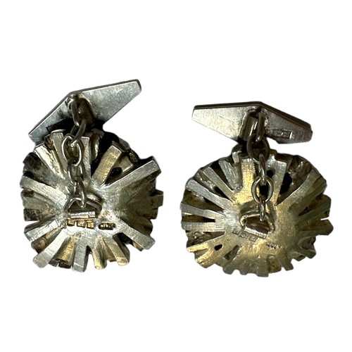 95 - Pair of sterling silver cufflinks with quartz centre, total weight 28g.

Please see the buyer's term... 