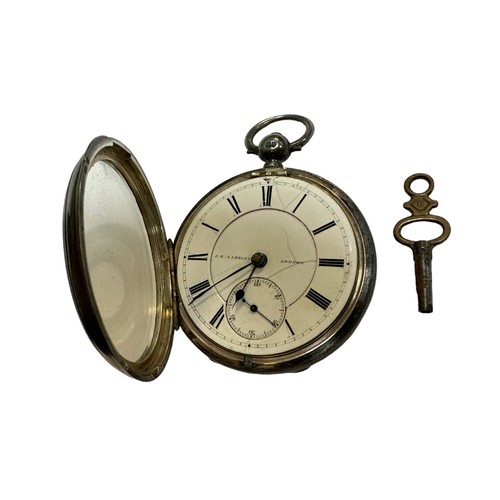 108 - J. B. Yabsley silver pocket watch, white enamelled dial inscribed ‘J B Yabsley London’. Seconds dial... 